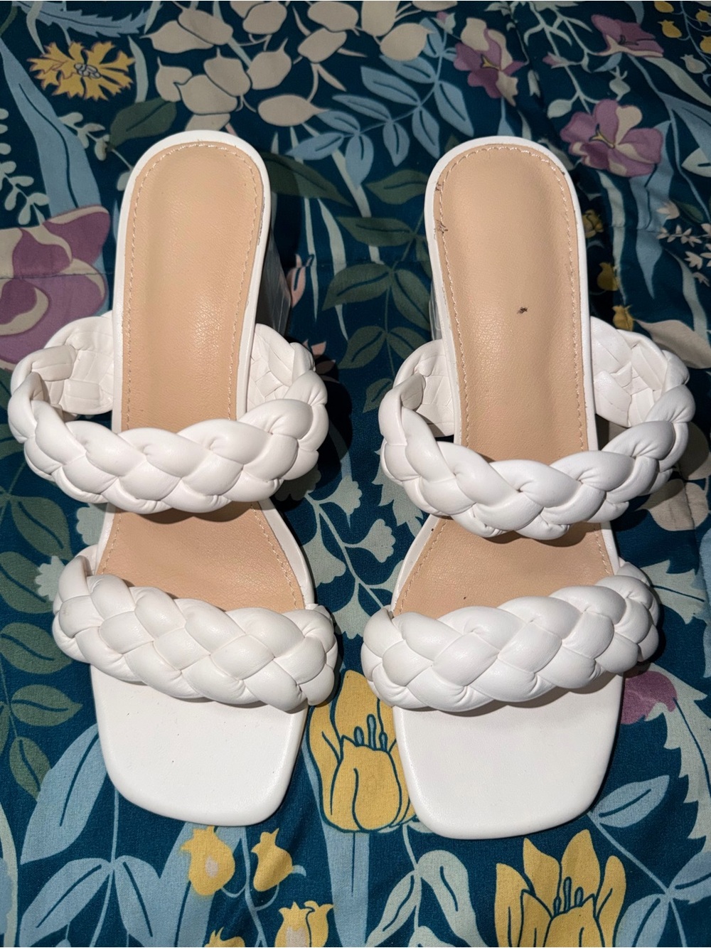 White Braided Strap Women’s Slide Sandals